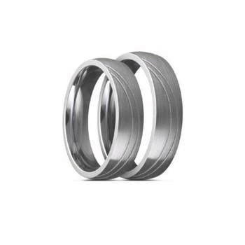 Titanium Vielsesringe, mat overflade og 2 indgraveret halvcirkler, 6 mm bred